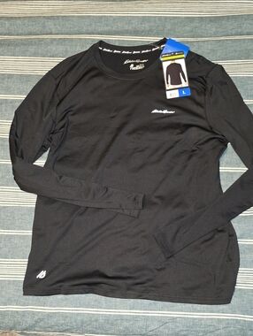 Eddie Bauer Black Long-Sleeve Performance Crew Shirt